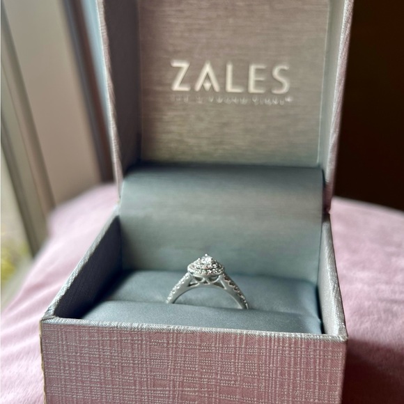 1/2 CT TW Pear-Shaped Diamond Double Frame Engagement Ring in 14K White Gold - Picture 2 of 11